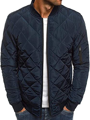 Image of Pengfei Mens Diamond Quilted Jackets Bomber Varsity Winter Fall Chunky Coats Outwear