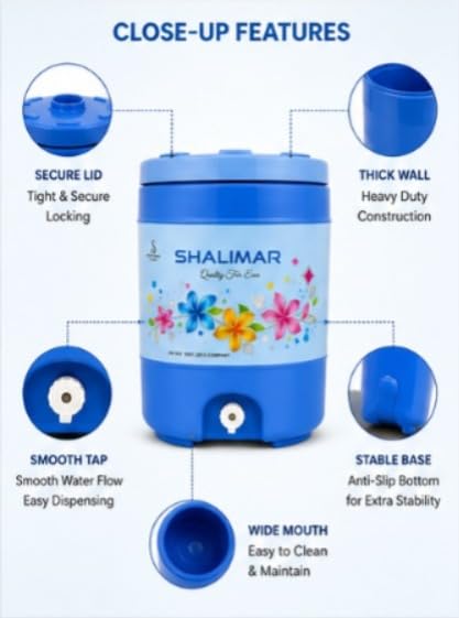Image of Plastic Water Jug | Food Grade | Insulated Water jug Cool Chilled Water Camper jar