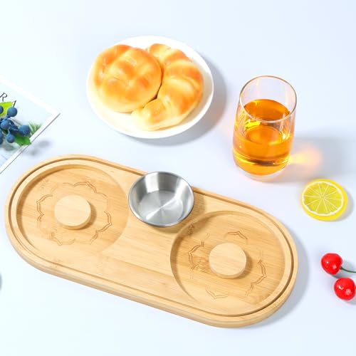 Margarita Salt Rimmer 2 Rimmer Hole Bar Glass Rimmer Bamboo Cocktail Salt Rimmer with Stainless Steel Spice Container Bartender Tool for Bar House Party Bloody Mary Manhattan Drinks