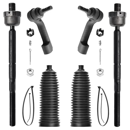 ASUPRICOS 6pcs Front Inner And Outer Tie Rod Ends Complete Kit with Boots for 2007-2017 Ford Expedition F-150 and 2007-2014 Lincoln Navigator