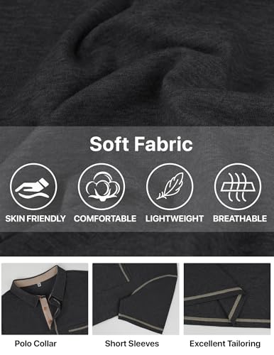 Image of Mens Polo Shirts Short Sleeve Casual Summer Lightweight Cotton Golf Polo Shirts with Pocket