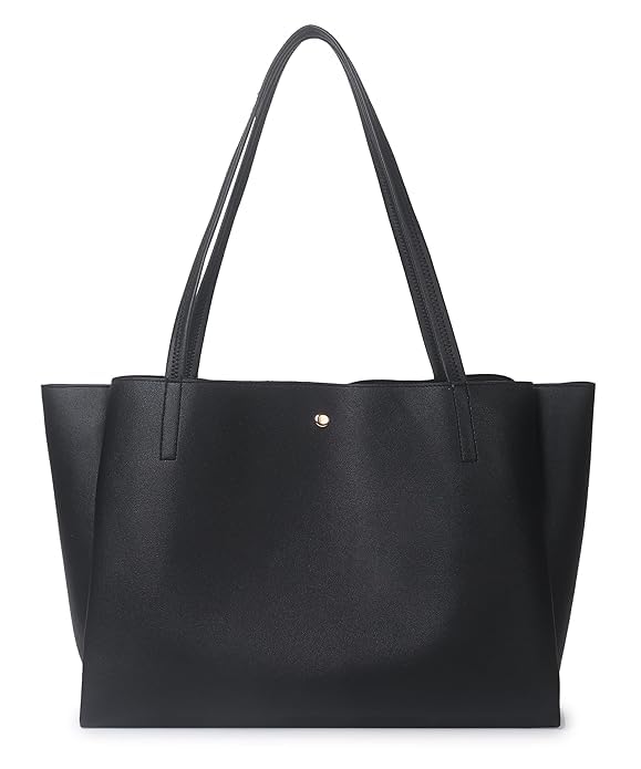 Women Tote Bag for Office | Stylish PU Leather Shoulder Handbag for Women | Large Capacity Ladies Purse for College, Work, Travel & Shopping-Black-image-49