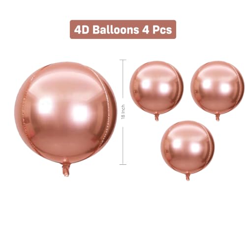Image of Party Propz Disco Party Decorations -4Pcs Rose Gold 4D Foil Balloons for Party 18 Inch Round Foil Balloons for Birthday, Anniversary, Baby Shower, Bridal Shower, Bachelorette & Party Decorations(Foil)