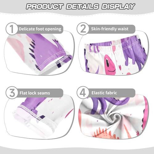 Bolaz Toddler Girls Leggings Printed Yoga Pants Leggings Orange Pink Purple Dinosaurs for Kids3