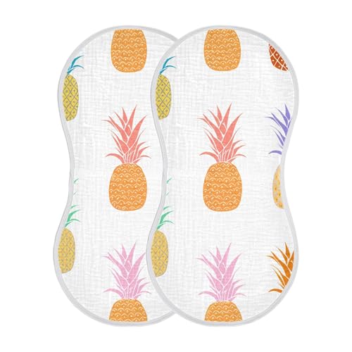 xigua Colorful Pineapples Baby Burp Cloths for Newborn Boys and Girls 4 Pack, Soft & Absorbent Cotton Baby Burp Cloth, Baby Washcloths, Newborn Towel, Burp Rags2