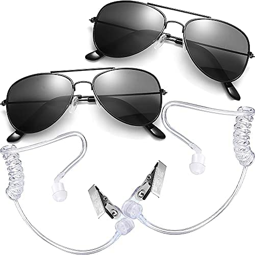 Ring Bearer Security: Spy Black Sun Spy Glasses + Top Secret Spy EarPiece Cosplay Toy Spy Gadgets Ring Bearer Gift Boxs Wedding Stuff Police Cop Fbi Costume Toys Boys Suits