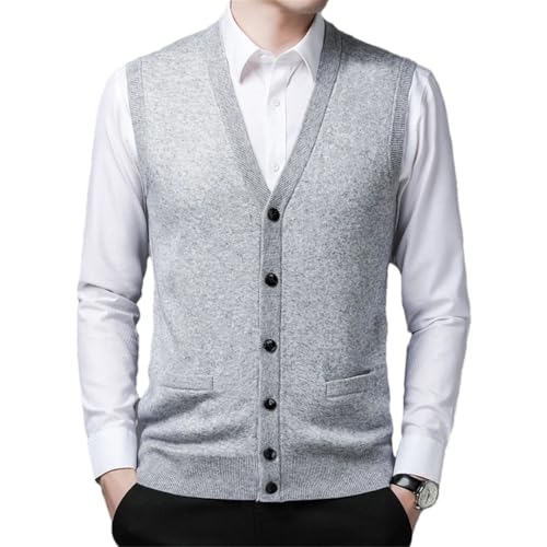 Men Wool Vest Sleeveless Knit Buttons Down Basic Sweater Cardigan Thick