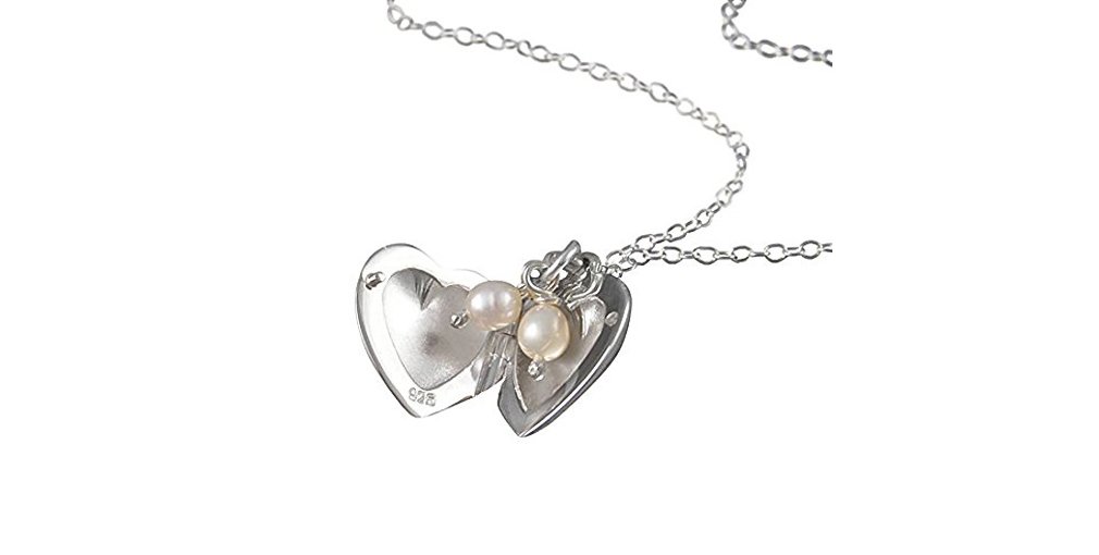 Handmade 925 Sterling Silver Heart Pearl Locket Necklace with Signature Gift Packaging by Otis Jaxon