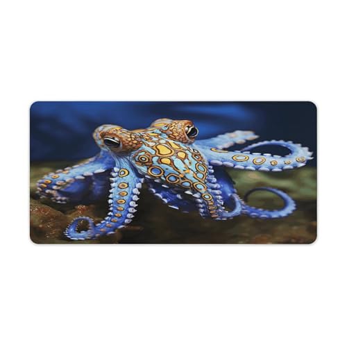Blue Ringed Octopus Desk Pad con base de goma grande