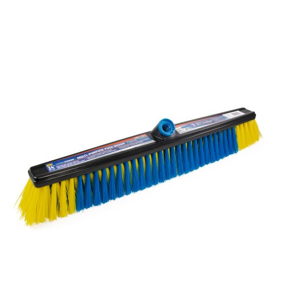 Unger Professional Lock-On 24” Multi-Purpose Push Broom – Professional Grade, Dual-Bristle Push Broom, with Water-Flow Action Floor Sweeper for Home & Business