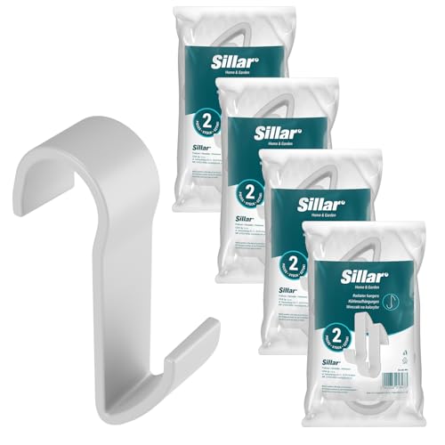 Sillar Ganci per termoarredo bianchi 8 pezzi – ganci scaldasalviette bagno senza forare, appendini termoarredo bagno, ganci doccia accappatoio, porta asciugamani termosifone ABS