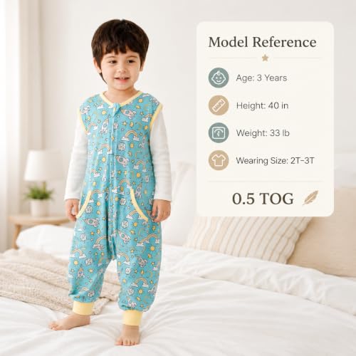 Image of HOMEAL Sleep Sack with Feet,Summer Toddler Sleep Sacks 2t-3t sleep sack toddler,Toddler Sleeping Sack with Legs,sleeveless sleep sack baby, Toddler Sleep Sacks Baby for Early Walkers,12months-7T