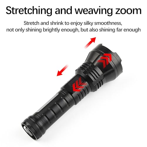 Image of Seadra 2000 Lumens LED Torch XHP70 Strong Light USB C Rechargeable Powerful Flashlight Zoomable Torch Light 5Modes for Camping Outdoor