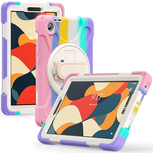 Funda Anticaída para Lenovo Tab One 8.7' & Lenovo Tab K9 8.7' 2025 TB-305XU TB-305FU, Carcasa Rugosa con Soporte Giratorio y Correa de Mano