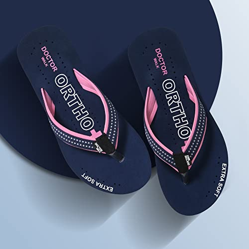 Doctor Walk Flip Flop for Women | Soft Comfortable | Breathable | Fashionable | Stylish | Trendy | Super soft | Lightweight | Anti-Slip Sole | Indoor & Outdoor | (DW-018) (Black)