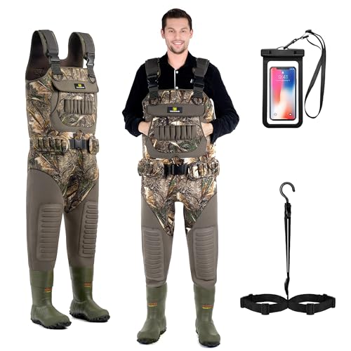 Trudave Chest Waders, Fishing & Hunting Waders for Men, Waterproof Neoprene Camo Wader with 600G Insulation Non Slip Boot