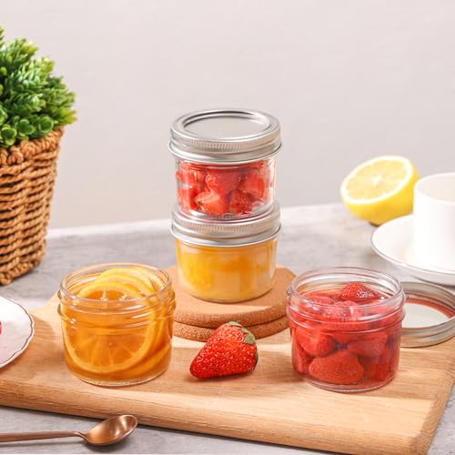 image for ComSaf Mini Mason Jars 4oz - 8 Pack, Regular Mouth Mason Jar with Lids