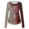 Halloween Costume Cosplay Women's Crew Neck Casual Fashion Printed Short Sleeve T-Shirt, Wine Red, XL #1
