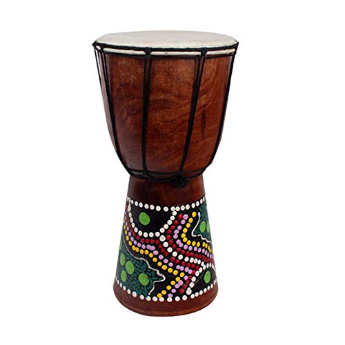 Honeytecs 6in Djembe Africano Tambor de Madeira Maciça Esculpida à Mão Instrumento Musical Tradicion