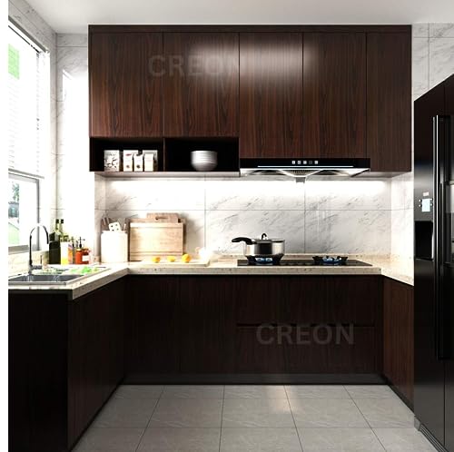 Image of CREON Dark Brown Color Wooden Wallpaper - Self Adhesive, Peel and Stick Waterproof for Home and Wall Decoration Wallpaper (16X200 INCH)