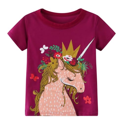 Girls Short Sleeve Shirts Toddler Summer Top Kids Cotton Clothes 2-7 Years3