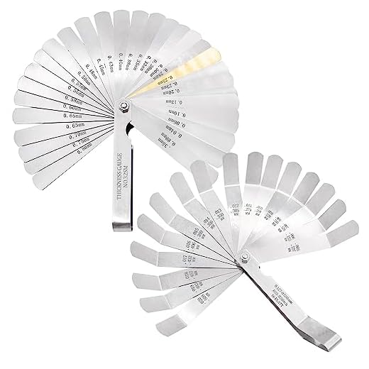 Ruibapa 2 PCS Feeler Gauge Set Include 32-Blade Tapered Feeler Gauge and 16-Blade Offset Feeler Gauge Dual Marked SAE & Metric Sizes for Precisely Measure Mechanical Clearances