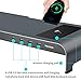 Aluminum Monitor Stand Riser with Wireless Charging and 4 USB Ports Support Data Transfer and Charging, Keyboard and Mouse Storage Desk Organizer up to 32 inch for Computer and laptops (Gray)