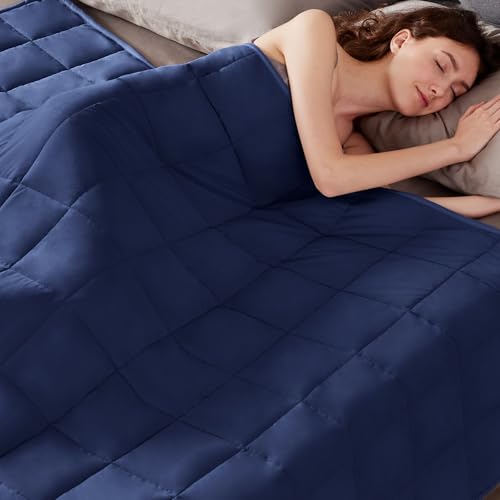 Gewichtete Decke, 152,4 x 203,2 cm, 5,4 kg, Queen-Size-Größe, ultraweich und gemütlich, kühlende gewichtete Decke, schwere Decke mit maschinenwaschbarer weicher Decke, Blau