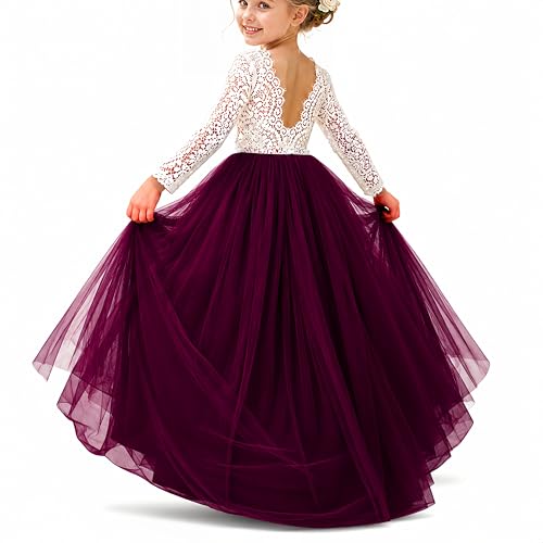 Image of Topmaker Flower Girl Dress for Toddler Baby Girls,Lace Tulle Dress for Wedding,Birthday Party,Photoshoot,Special Occasion