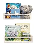 Nursery Book Shelves Set of 2, Wall Bookshelf for Kids Room, Painted Solid Wood Floating Bookshelves