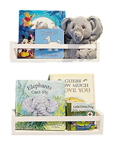 Nursery Book Shelves Set Of 2, Wall Bookshelf For Kids Room, Painted Solid Wood Floating Bookshelves For Wall Nursery, Baby Bookshelf For Nursery, Nursery Shelves For Wall, Shelves For Nursery Decor #TOP13