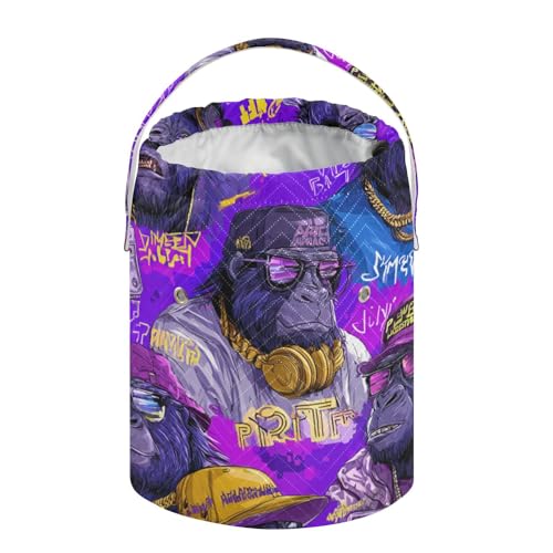 Image of Tatenale Crochet Bag Yarn Bag Knitting Project Bag with Pockets and Handle Portable Yarn Storage Organizer Tangle Free 8.3x11 InchCartoon Gorillas Glasses Trends Purple36