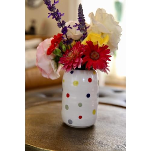 6'' Handmade Ceramic Colorful Polka dot Flower vase, with Unique
