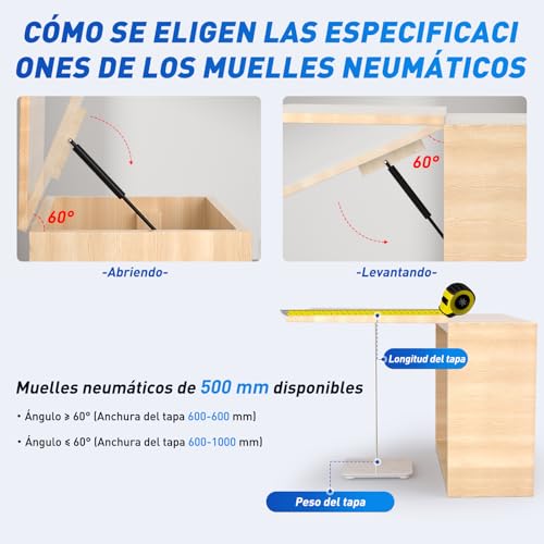 Miniatura 4 de Arana 2x Muelle De Amortiguadores De Gas Resorte Universales 500 Mm, 500 N Presión, Para Cama Otomana, Cubierta De Barco, Canape, Cama Abatible, Caja De Almacenamiento, Ventana Y Bricolaje