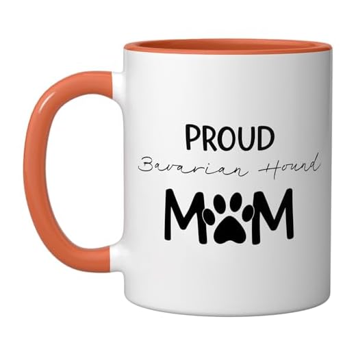 Proud Bavarian Hound Mom Bavarian Mountain Scent Hound Dog Ceramic Mug, Orange/White