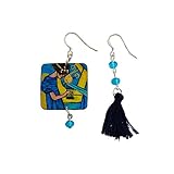 Pendientes pintados a mano – LA MÚSICA DE KLIMT - Pendientes de mujer, Joyas de madera pintadas a mano, Gancho de plata, Made in Italy, Bisutería femenina decorada, Elaboración artesanal