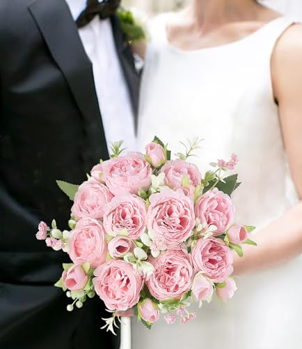 image for Mkono Peonies Artificial Flowers, Small Silk Flowers for Home Decor In