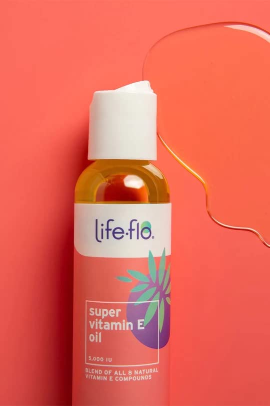 LIFE-FLO Super Vitamin E Oil 5000IU with 8 Vitamin E Compounds | Skin & Antioxidant Support | Soothing Hydration | 4 Oz | Pack of 2
