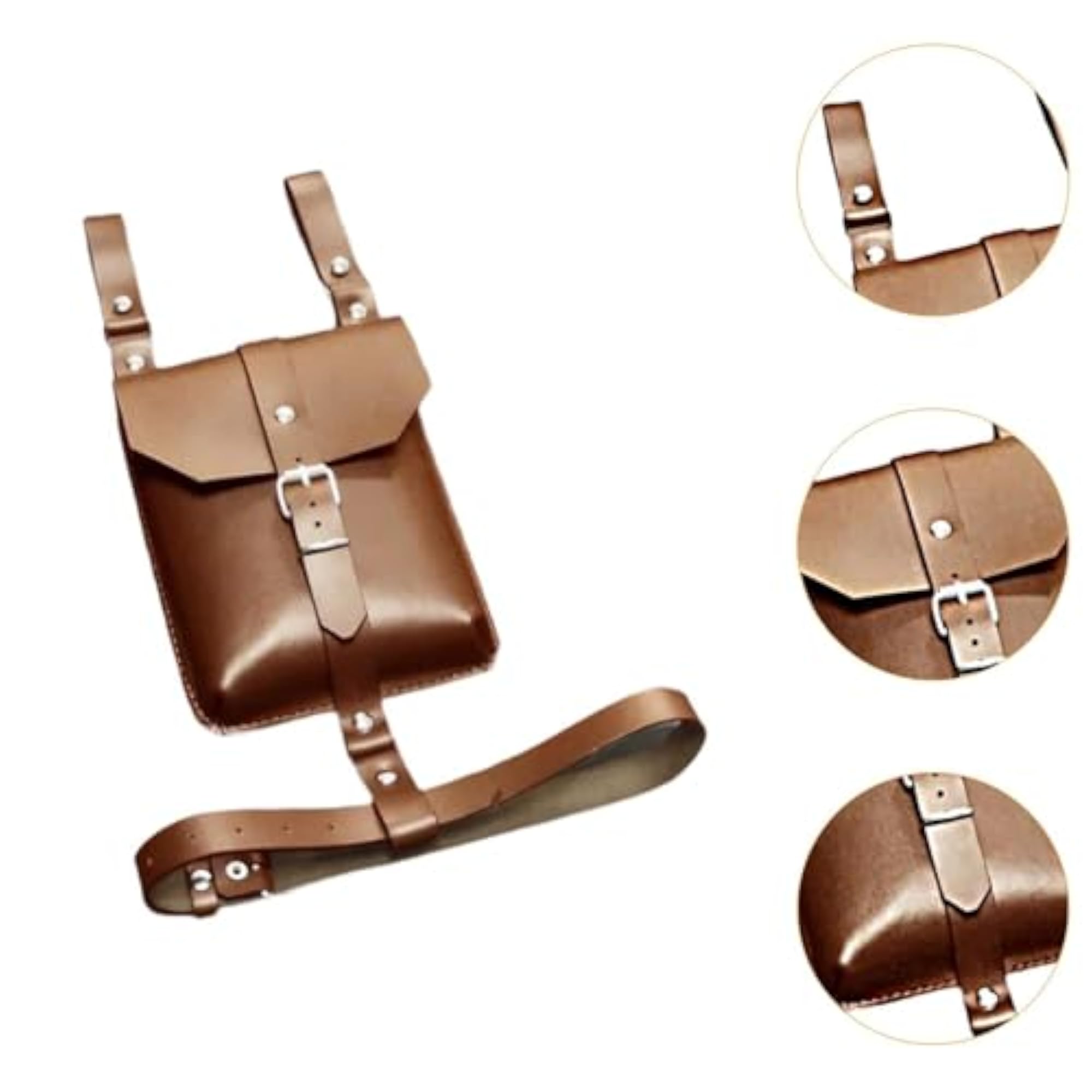 Versatile Brown PU Medieval Belt Pouch for Costumes