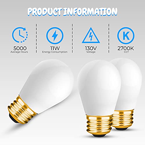 Ohlectric S14 Incandescent Bulbs For Outdoor String Lights - E26 Base, 11 Watt, 130 Volt - Dimmable Sign Light Bulbs With 5000 Average Lighting Hours, Ceramic White, Pack Of 10 - Ol-45446 #TOP3
