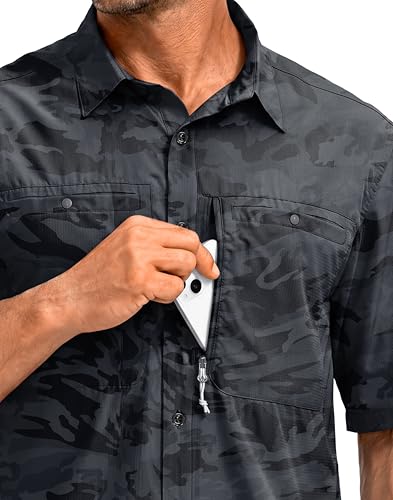Image of G Gradual Men's Fishing Shirts with Zipper Pockets UPF 50+ Lightweight Cool Short Sleeve Button Down Shirts for Men Hiking