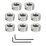 MECCANIXITY Bore 8 mm Shaft Collar 16 mm OD 8 mm Thickness Carbon Steel Landing Gear Stopper Wheel Collar with Set Screw & 2 Hex Wrench for Machine Tools Industry (Silver Tone, Pack of 8)