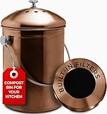 EPICA Countertop Compost Bin Kitchen | 1.3 Gallon | Odorless Composting Bin with Carbon Filters | Indoor Compost Bin with Lid | Stainless Steel Kitchen Composter for Food Scraps & Waste Recycling