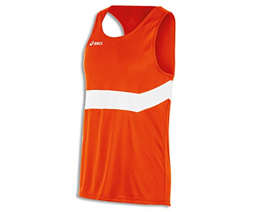 ASICS Mens Break Through Singlet, Orange/White, Large