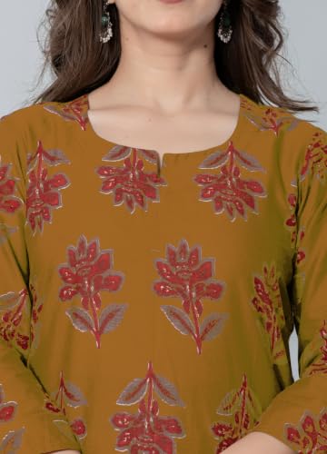 Image of rytras Women Pure Cotton Printed Straight Kurta Set with Palazzo Pants - Ethnic Wear