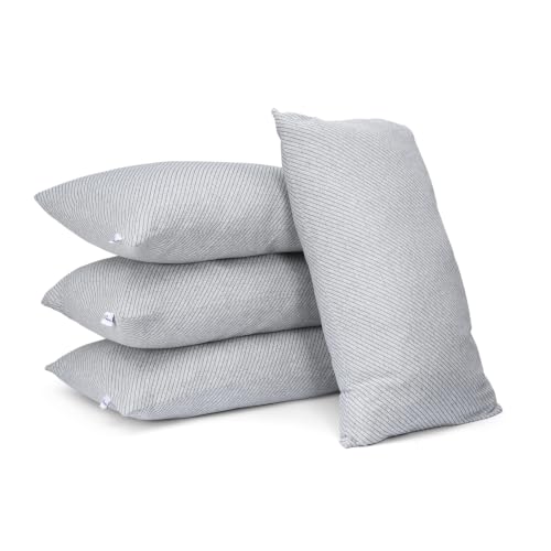Image of Wakefit Large Size Sleeping Pillow | Height Adjustable | Soft & Fluffy Comfort | Light Grey | 36 x 20 Inch | Set of 4 |Free Extra Fiber for Custom Comfort