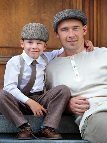 Image of Newcotte Newsboy Cap for Men Paper Boy Hat | Flat Newsies Hat, Irish Beret Hat,Boinas Para Hombre, Classic Herringbone for Cabbie Driving Hunting