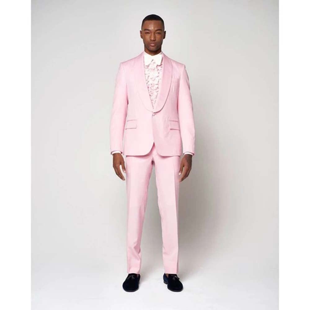 Uomo Vestito Monopetto Festa di Nozze Scialle Risvolto Giacca e Pantaloni Set