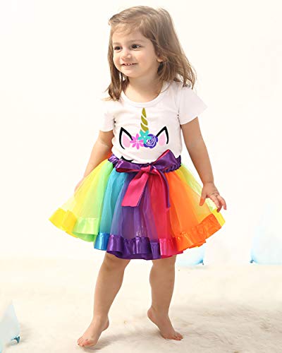 Jiaduo Girls Layered Rainbow Tutu Skirt Bow Dance Ruffle Medium/3-5T #TOP5