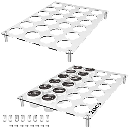 Aiishow 2 Pieces Acrylic K Cup Drawer Organizer Holder, Clear Coffee Pod Drawer Organizer Coffee Pod Organizer For 24 Coffee Pod, For Coffee Pods Tray Drawer Insert For Office, Home Or Kitchen, White #TOP23